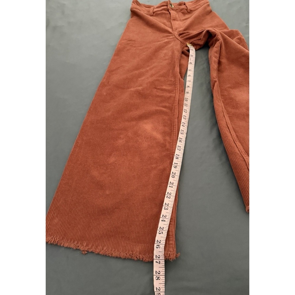 Billabong Corduroy Pants Women's 24 Orange High Waisted Wide Leg Boho Raw Hem - Picture 6 of 10